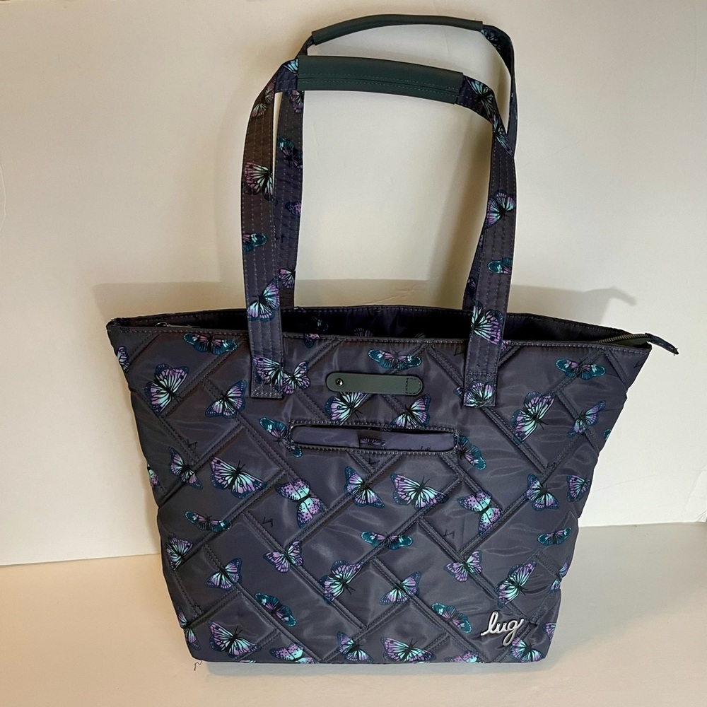 Lug Skyliner Navy Butterfly Tote NWOT